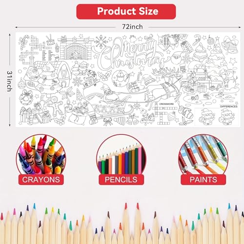 Giant Christmas Coloring Tablecloth 30 x 72 Inches for Holiday Parties