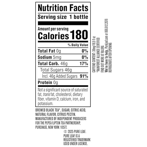 Real Brewed Raspberry Iced Black Tea - 18.5 fl oz Bottles (Pack of 12)