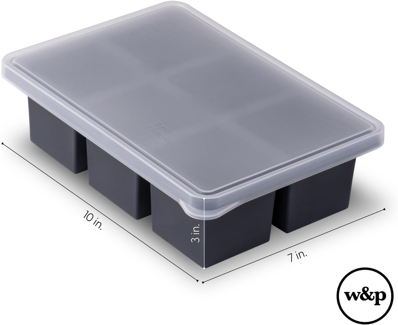 W&P Cup Cubes Silicone Freezer Tray - Blue 6-Cup Portion Maker for Soup, Broth & Leftovers | Dishwasher Safe