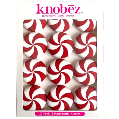 Knobēz Red Peppermint Decorative Knob Covers (12 Pack) – Fits 1" to 1 3/8" Knobs