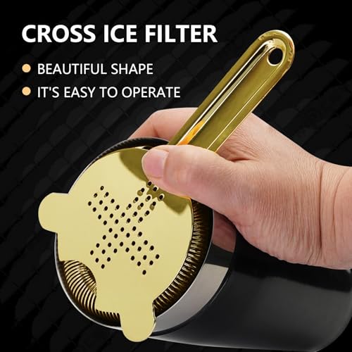 Gold Stainless Steel Cocktail Strainer - Professional Bar Tool with Wire Spring
