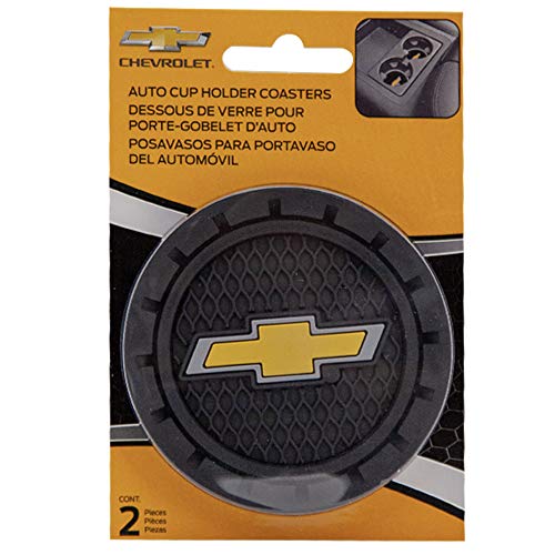 Plasticolor Chevrolet Bowtie Gold Cup Holder Coaster Black - Auto Accessory