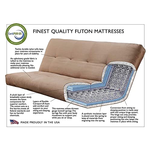 Full Size Futon Sofa Bed with Storage Drawers and Charcoal Linen Mattress