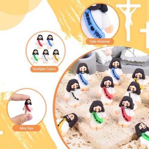 100 Mini Jesus Figurines, Tiny Rubber Religious Pocket Tokens in Bulk