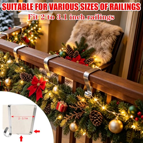 30 Pack Stainless Steel Banister Clips for Stair Railing & Holiday Decorations