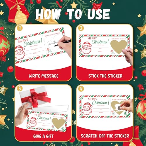 IDWHUIE Santa Christmas Boarding Pass Gift Ticket Set – Kids & Adults Holiday Scratch Cards