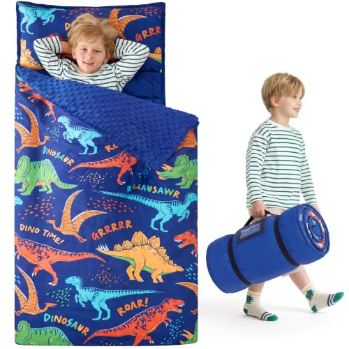 Joiedomi Toddler Nap Mat with Removable Pillow & Minky Blanket (55"x30")