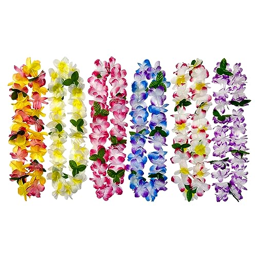 Bulk Hawaiian Leis - 6 Count Tropical Party Necklaces