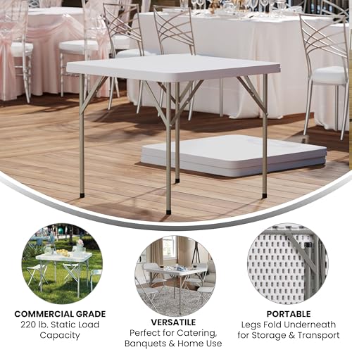 Portable Folding Square Plastic Table 34.25" for Indoor Outdoor Events