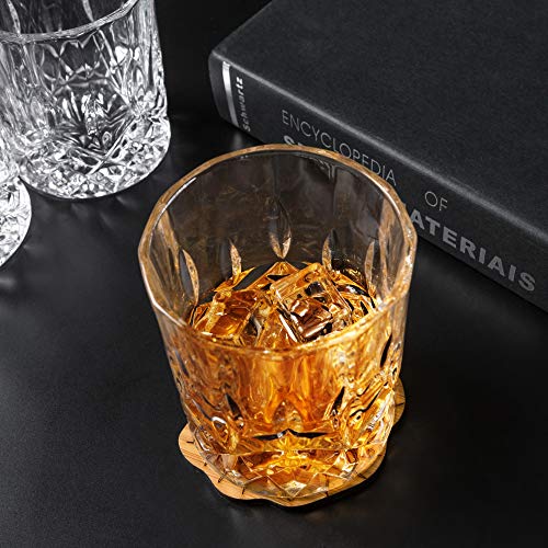 Crystal Whiskey Glass Set - 10 Oz Old Fashioned Tumblers for Bourbon & Scotch