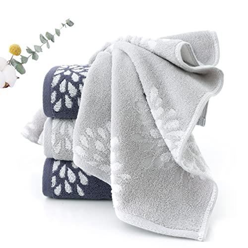 Floral Cotton Hand Towels Set of 4 - Soft & Absorbent Decorative Bathroom Set