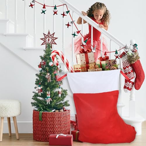 Giant Felt Christmas Stocking - 43 Inch Oversized Holiday Decor for Fireplace & Gifts