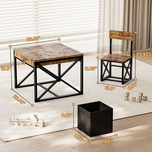 4-in-1 Kids Activity Table and 2 Chairs Set with Storage
