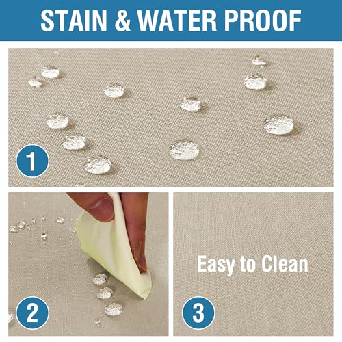 H.VERSAILTEX Linen Textured Table Cloths 60 x 120 Inch Premium Solid Tablecloth Spill-Proof Waterproof Table Cover for Dining Buffet Feature Extra Soft and Thick Fabric Wrinkle Free, Taupe