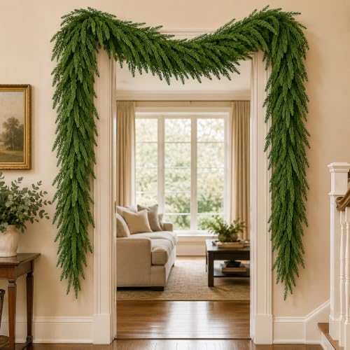 Real Touch Norfolk Pine Garland - 2 Pack 6FT Artificial Christmas Greenery