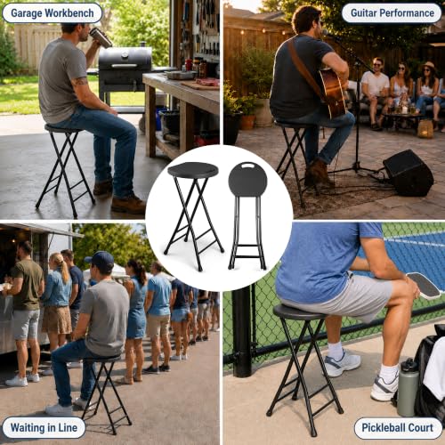 24-Inch Folding Bar Stool, Portable Heavy Duty Collapsible Seat, 500 lbs