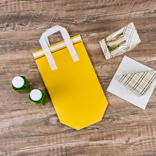 Restaurantware Insulated Delivery Bags 25 Count 8.268 x 4.331 x 10.63 Inches Nonwoven Take Out Bags For Food With Sturdy Handles, Yellow Insulated Grocery Bags Tamper-Evident Foldable
