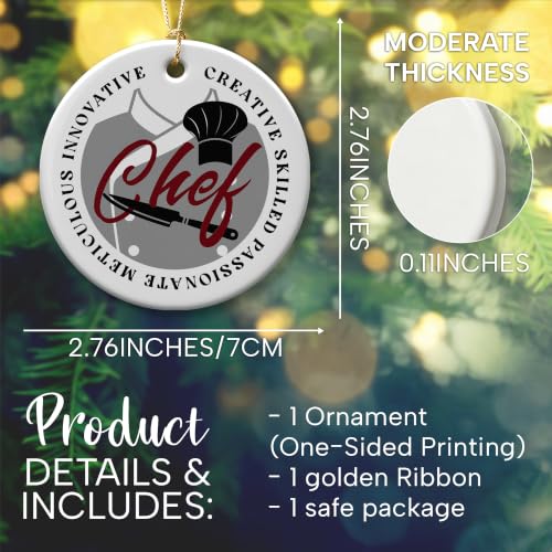 Ceramic Christmas Ornament for Chef - Kitchen Lover Gift, Hanging Decor