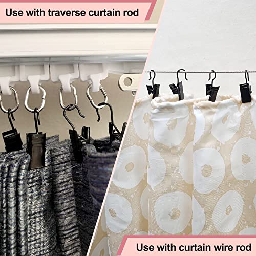 60 Pack Black Metal Curtain Clips, Rust-Resistant Hooks for Drapes and Lights