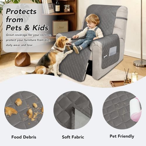 Waterproof Recliner Cover - Gray Reversible Furniture Protector