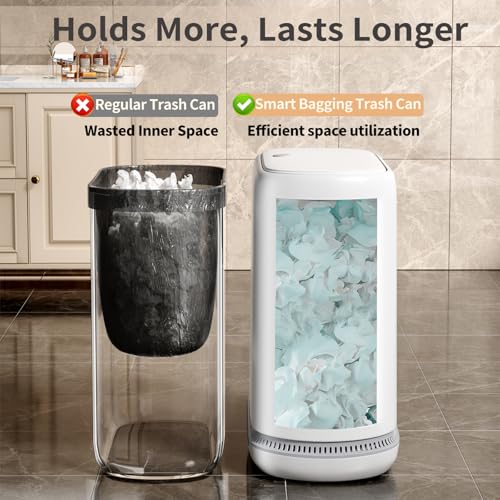 Small Bathroom Trash Can with Lid, 3 Gallon Slim Garbage Bin with Bags