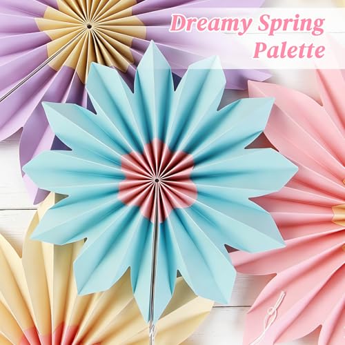 9-Piece Pastel Paper Fan Decorations for Party and Wall Backdrop