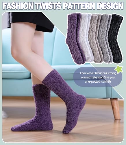 Women's Fuzzy Cozy Slipper Socks One Size - Soft Microfiber Plush Winter Gift