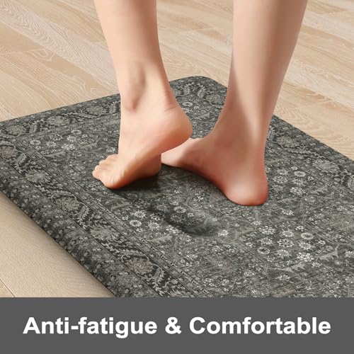 Anti-Fatigue Kitchen Mat Set, 2-Piece Cushioned Farmhouse Floor Rugs