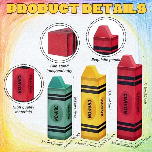 GlikCeil 3 Pcs Crayon Table Decor - Back-to-School Classroom Wooden Signs (Crayon)