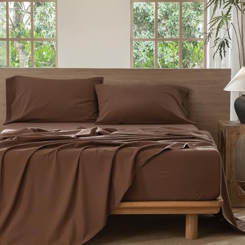 MooMee 100% Washed Cotton Queen Sheet Set - 19" Extra Deep Pocket, 4-Piece