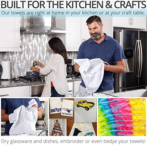 100% Cotton Flour Sack Kitchen Towels - Absorbent Dish Cloths, Set of 13