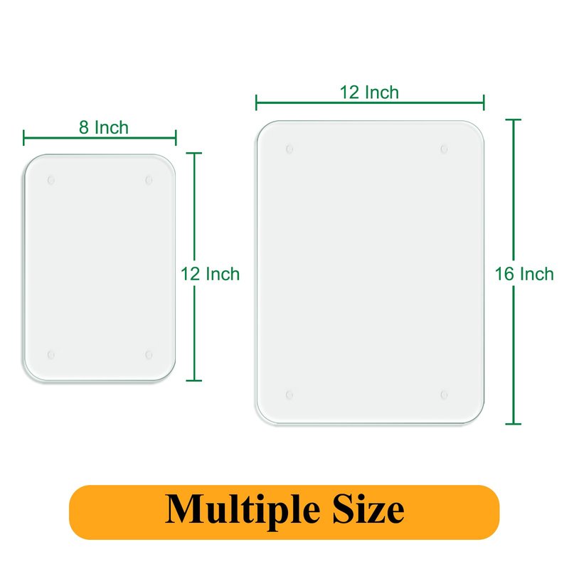 Tempered Glass Cutting Board for Kitchen, 18 x 24 Inch Clear Cutting Board with Non-Slip Feet for Countertop, Dishwasher Safe, Rounded Corner Board, Shatter, Heat & Scratch Resistant-Clear