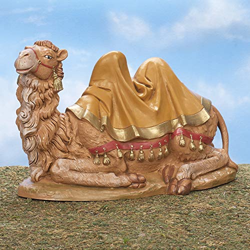 Seated Camel Nativity Figure, 12-Inch Hand-Painted Polymer Statue