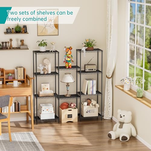 5-Tier Metal Wire Standing Storage Shelf Unit Black 10"D x 16"W x 55"H