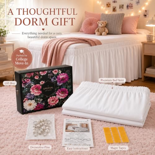 Twin XL Bed Skirt 32 Inch Drop - Soft Microfiber Elastic Wrap Around Dust Ruffle