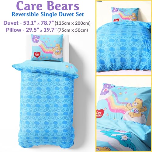 Get Trend Care Bears Kids Twin Reversible Duvet Cover Set with Pillowcase - 53x79 in, Soft Cozy Bedding for Girls, Fun Character Bedroom Decor - Multi Care Bears