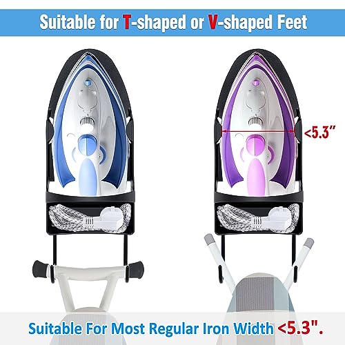Pensino Black Wall Mount Ironing Board & Iron Holder, Heat Resistant Up to 200°C