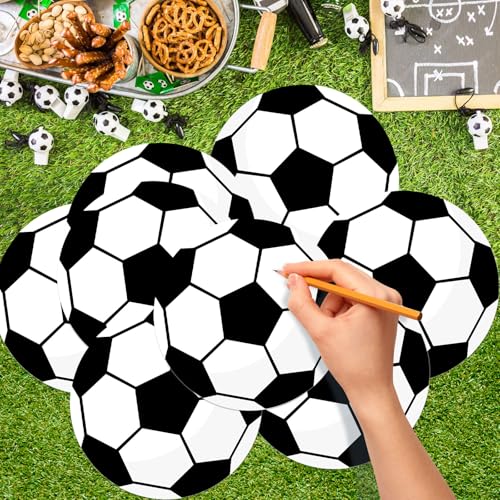 18 Pcs Soccer Ball Paper Cutouts, 7-Inch Double-Sided Sports Party Decor