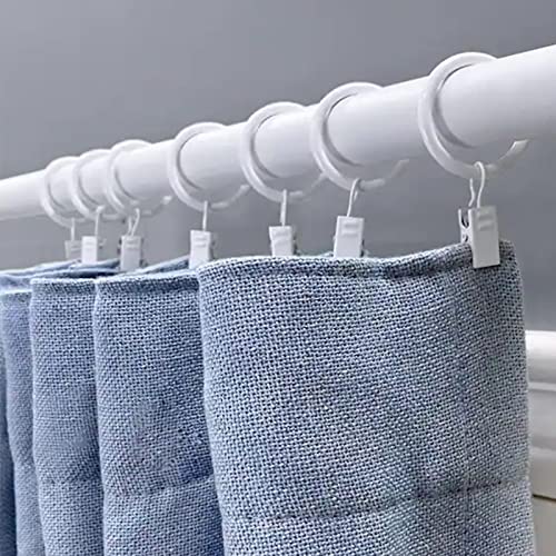 1.25 Inch Curtain Rings with Clips - Set of 14 White Metal Drapery Hooks