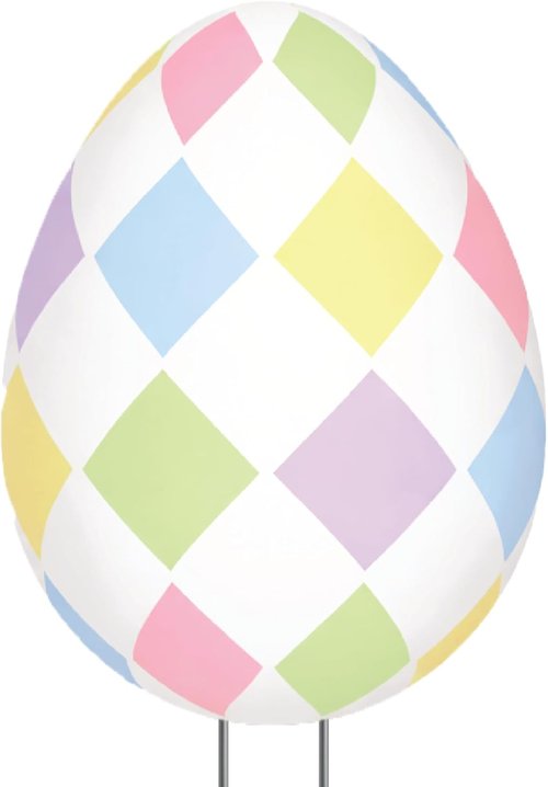 Happy Easter | Classic Yard Sign Home Decor - Colorful Easter Egg Design with Stakes