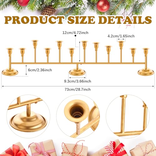 Chengu Gold 12 Arm Candelabra Vintage Candle Holders Centerpiece 30 x 7 Inches