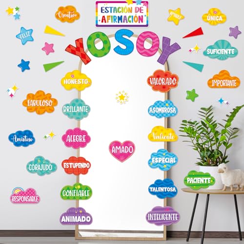 44-Piece Spanish Affirmation Station Bulletin Board Set for Classroom