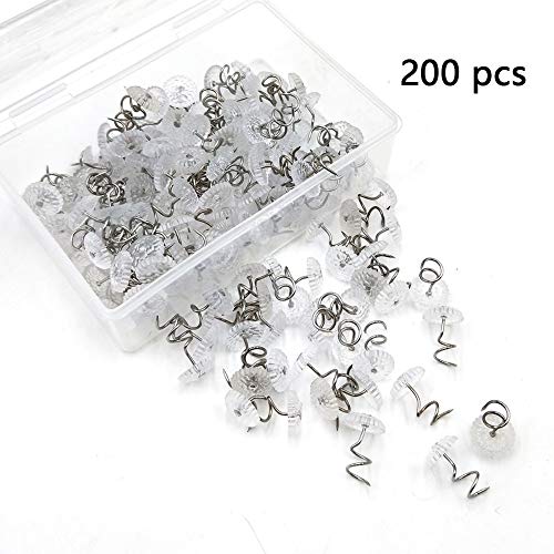 200 Pcs Transparent Bedskirt Twist Pins for Upholstery
