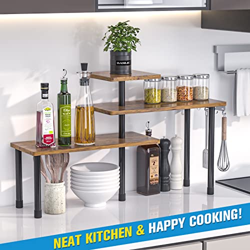 3-Tier Corner Shelf Countertop Organizer in Rustic Brown
