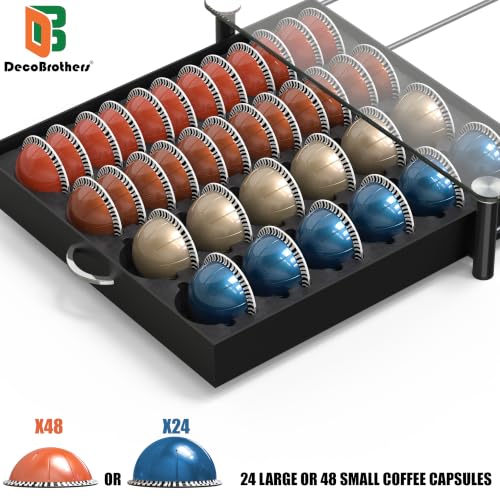 Deco Brothers 48 pcs Nespresso Vertuo Pod Holder - Black, Fits 24 Large/48 Small Capsules