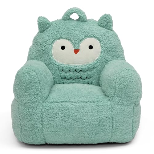Plush Owl Toddler Chair - Soft Foam Lightweight Kids Armchair, Teal
