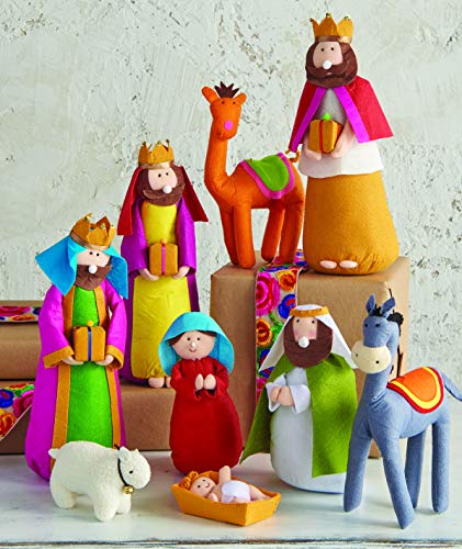 Large Plush Fabric Christmas Nativity Set - 9 Piece 15.5 Inch Statues
