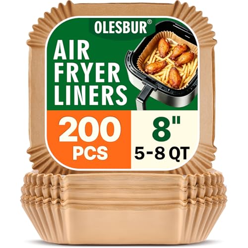 8-Inch Disposable Air Fryer Liners - Unbleached Parchment Paper (200 Pack)