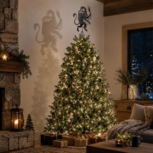 LFUTARI 11.81 Inch Metal Gothic Krampus Christmas Tree Topper - Black Holiday Decor