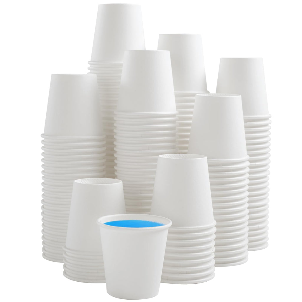 Clawsoff 300 Count 3 oz Bathroom Cups, Disposable Mouthwash Cup, Small White Paper Cups, 3 Ounce Mini Espresso Cups, Ideal for Bathroom, Travel, Picnic